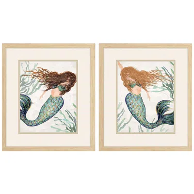 Paragon Mermaid 18"w X 21"h Framed Art Set Of 2