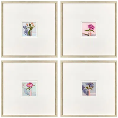 Paragon Milk Bottle Florals 17"w X 17"h Framed Art - Set Of 4