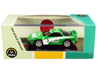 Paragon Mitsubishi 3000gt Gto Rhd (right Hand Drive) #3 "puma" Green And White 1/64 Diecast Model Car By Par
