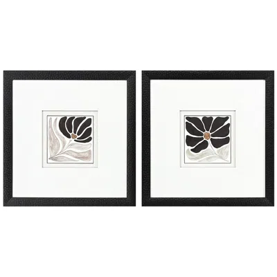 Paragon Modern Petals 23"w X 23"h Framed Wall Art Set Of 2