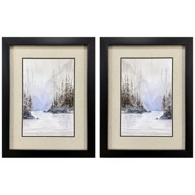 Paragon Mountain River 20"w X 26"h Modern Framed Art Set Of 2