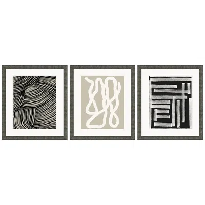 Paragon Naive Lines Iv 20" Wide 3-piece Framed Giclee Wall Art Set