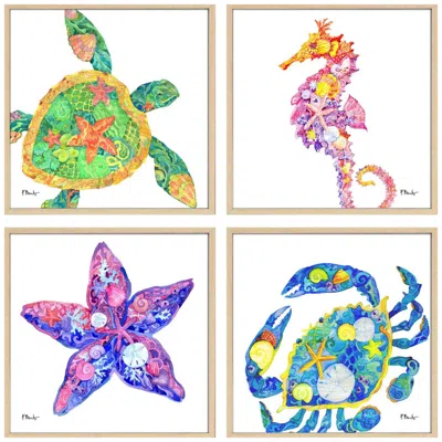 Paragon Nassau Sea Life 8"w X 8"h Non-glass Framed Art Set Of 4