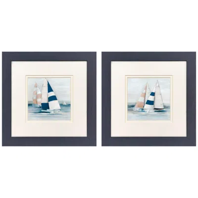 Paragon Nautical Sails 12"w X 12"h Framed Art - Set Of 2 In Multi