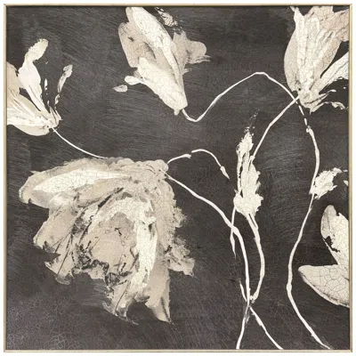 Paragon Neutral Flora I 25"w X 25"h Transitional Non-glass Framed Art