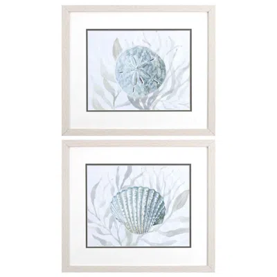 Paragon Ocean Beauty A 20"w X 17"h Framed Art Set Of 2 In White
