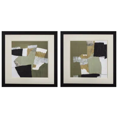Paragon Olive Black Gold 18"w X 18"h Framed Art Set Of 2