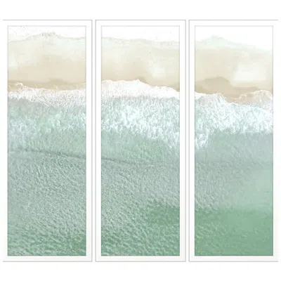 Paragon On The Shore 13"w X 37"h Framed Art Set Of 3 In Green