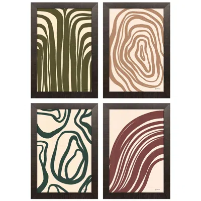Paragon Organic Abstracts 12"w X 17"h Non-glass Framed Wall Art Set Of 4