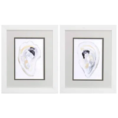 Paragon Oyster Shell 9"w X 11"h Framed Art Set Of 2 In Gray