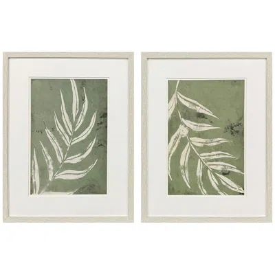 Paragon Palm Leaf 19"w X 25"h Coastal Framed Art Set Of 2