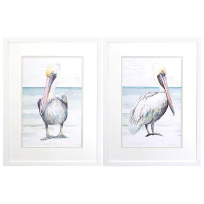 Paragon Pelican On The Shore 19"w X 25"h Framed Art Set Of 2 In White