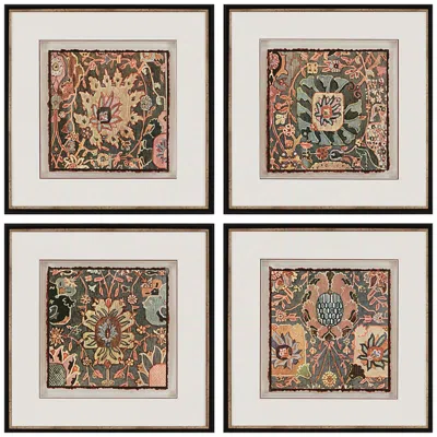 Paragon Persian Carpet 22"w X 22"h Framed Art Set Of 4 In Multi