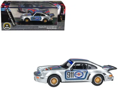 Paragon Porsche 911 Carrera Rsr 3.0 "martini Racing" Silver Metallic With Stripes 1/64 Diecast Model Car By 
