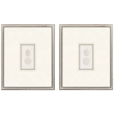 Paragon Portrait Intaglio I 17"w X 21"h Framed Art Set Of 2 In Gray