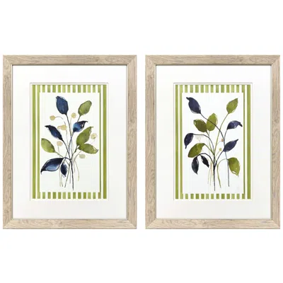 Paragon Retreat With Stripes 21"w X 27"h Framed Art - Set Of 2 In Brown