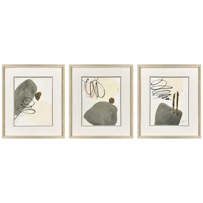 Paragon Rock Garden 13"w X 15"h Framed Art Set Of 3