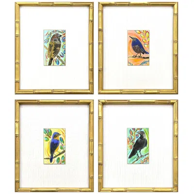 Paragon Sassy Birds 11"w X 13"h Modern Framed Art Set Of 4