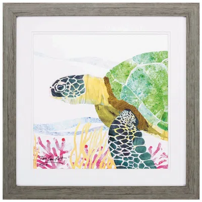 Paragon Sea Creature Turtle 23"w X 23"h Framed Art In White
