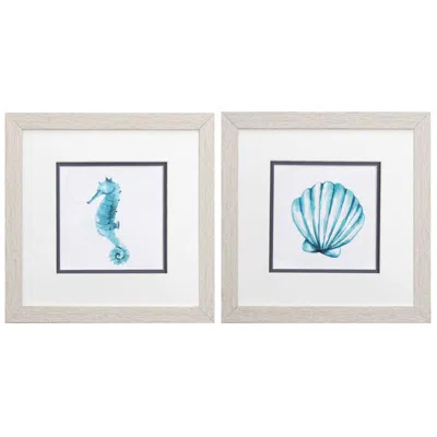 Paragon Seahorse Shell 11"w X 11"h Framed Art Set Of 2