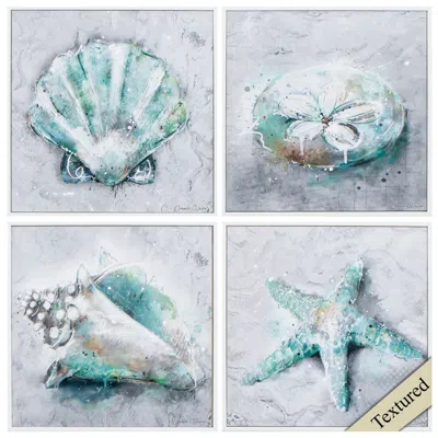 Paragon Sealife 12"w X 12"h Non-glass Framed Art Set Of 4