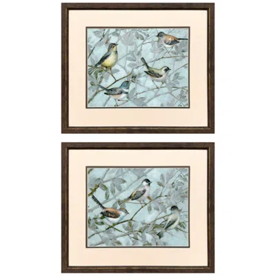 Paragon Serene Birds 20"w X 17"h Framed Art - Set Of 2 In Multi