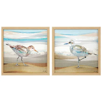 Paragon Serene Sandpiper 18"w X 18"h Non-glass Framed Art Set Of 2
