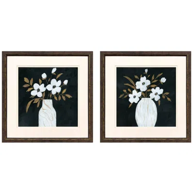 Paragon Silhouette Bouquet 17"w X 17"h Framed Art - Set Of 2 In Black