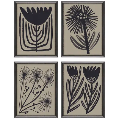 Paragon Simple Florals 26" Wide 4-piece Giclee Framed Wall Art Set