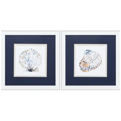 Paragon Simple Shells 11"w X 11"h Framed Art Set Of 2 In Blue