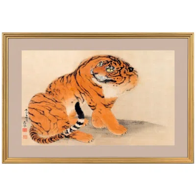 Paragon Sitting Tiger 38"w X 26"h Framed Art In Multi