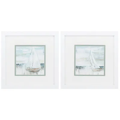 Paragon Soft Sail 11"w X 11"h Framed Art Set Of 2 In White