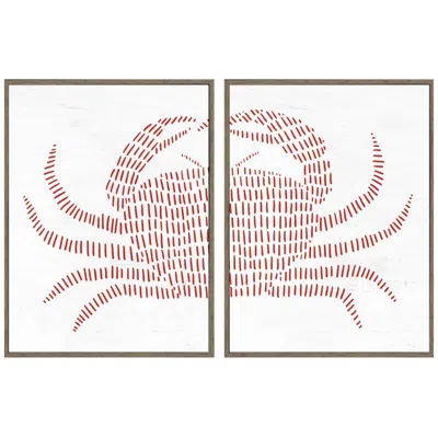 Paragon Spotted Crab 12"w X 16"h Non-glass Framed Art Set Of 2