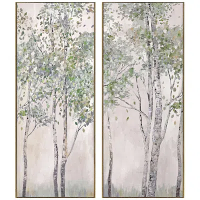 Paragon Spring First Breath 12"w X 30"h Non-glass Framed Art Set Of 2 In Gray