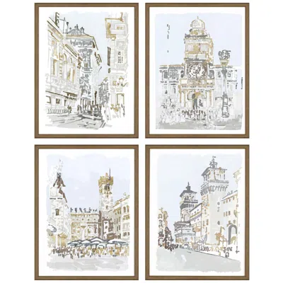 Paragon Street Scenes 25" High 4-piece Framed Giclee Wall Art Set