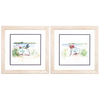 Paragon Summer Ride 19"w X 19"h Framed Art Set Of 2 In White