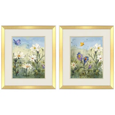 Paragon Summer Wildflowers Ii 18"w X 21"h Framed Art Set Of 2 In Gold