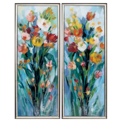 Paragon Tall Bright Flowers 36" High 2-piece Framed Wall Art Set