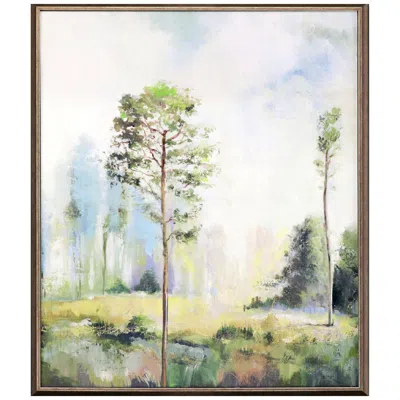 Paragon Tall Green Trees I 21"w X 25"h Non-glass Framed Art