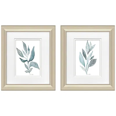 Paragon Teal Stems 10"w X 12"h Framed Art - Set Of 2
