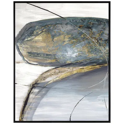 Paragon Teal Stones I 49" Wide Framed Giclee Canvas Wall Art