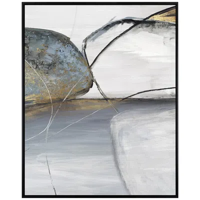 Paragon Teal Stones Ii 49" Wide Framed Giclee Canvas Wall Art