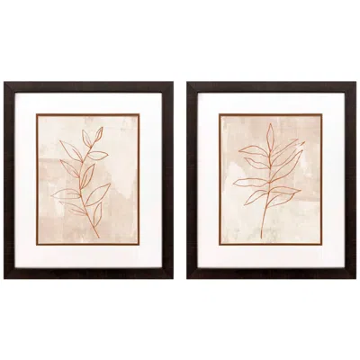 Paragon Terracotta Leaf 18"w X 21"h Framed Art - Set Of 2 In Multi