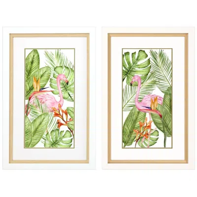Paragon Tropical Flamingo 22"w X 34"h Framed Art Set Of 2