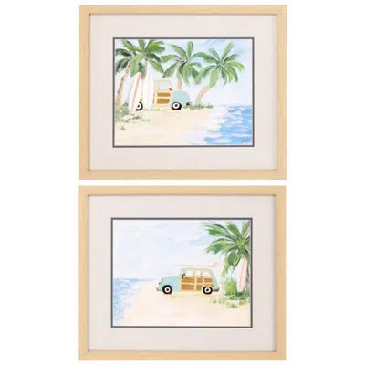 Paragon Tropical Vacation 21"w X 18"h Framed Art Set Of 2 In Brown