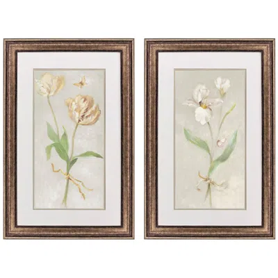 Paragon Tulip & Iris 22"w X 34"h Framed Wall Art Set Of 2 In Brown