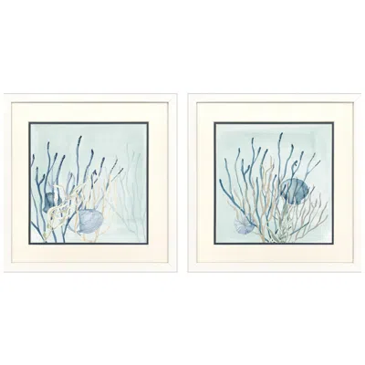 Paragon Under The Sea Coral 17"w X 17"h Framed Art - Set Of 2 In White
