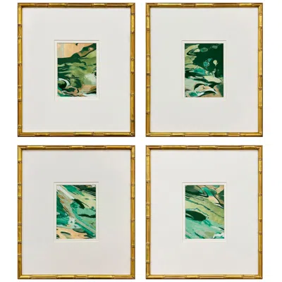 Paragon Verdant Fusion 17"w X 19"h Contemporary Framed Art Set Of 4