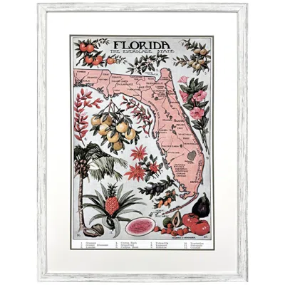 Paragon Vintage Florida Map 35"w X 47"h Framed Art