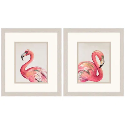 Paragon Watercolor Flamingo 14"w X 16"h Framed Art Set Of 2 In Multi